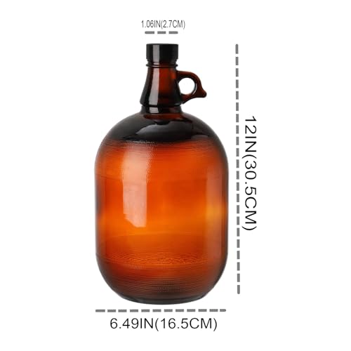 1 Gallon Brown,Heavy Base Glass Liquor Bottles with Caps, Airtight Crew Bottles Leak Proof for Kombucha Juice Oil Drinks