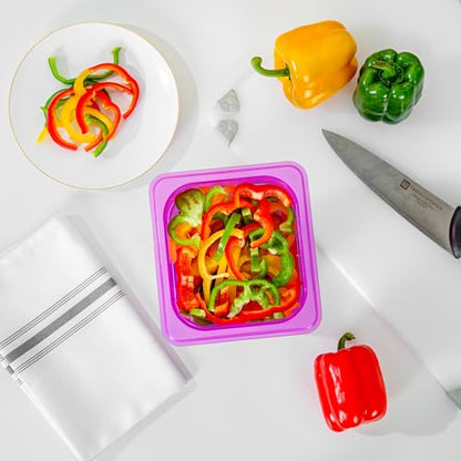 Restaurantware Food Storage Container 1 Pack of 2.3 qt Plastic Stackable Microwave-Safe Bin Dishwasher Safe Freezer Safe Purple Containers for Kitchen Storage - size: 1/6 Size