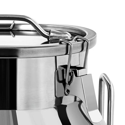 40L/10.5 Gallon Milk Can, Heavy Duty Metal Iced Bucket, Food Grade Stainless Steel Milk Jug with Sealed Lid and Carry Handle, for Wine Oil Grains Storage Container