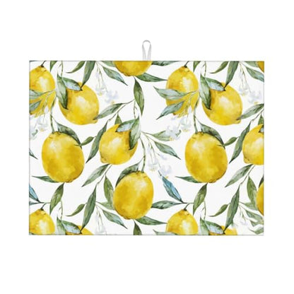 Lemon Dish Drying Mat For Kitchen Counter, Super Absorbent Microfiber Dish Drying Pad, Kitchen Gadgets For Easy Clean Multi-Use Large 18"x24" - color: Lemon