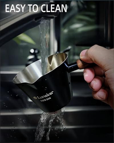 Espresso Shot Cups- 4oz Double Spouts Espresso Measuring Cups with Wooden Handle - Coffee Bar Accessories, Black - color: Black