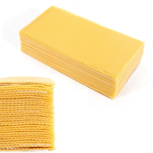 30Pcs Beehive Wax Foundation for Bee Frames, Bee Hive Foundation Sheets 7.68x16.34 Inch Deep Foundation (US Stock)