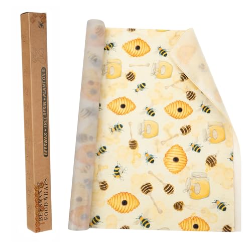 Beeswax Wraps for Food Roll (13x40 inch) Reusable Beeswax Paper | Cut-to-Size for Bread, Cheese, Kitchen Storage, Washable Plastic Free - color: Honeycomb