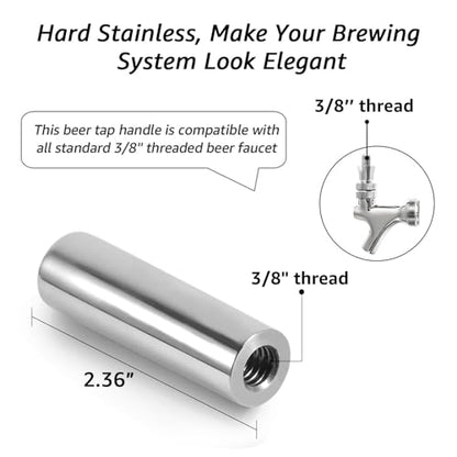 MRbrew Beer Tap Handle 304 Stainless Steel Beer Faucet Handle 2 PCS, Standard 3/8”Threading Kegerator Tap for Kegerator Tower Stout Nitro Coffee