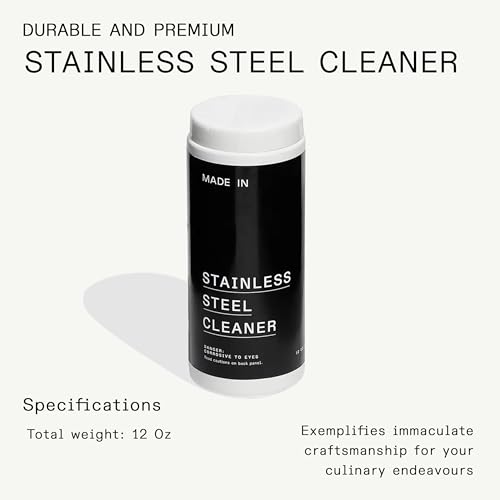 Made In Cookware - Stainless Steel Cleaner - Environmentally Safe Stainless Steel Cleaner for Polishing and Cleaning Pots and Pans - Crafted in USA - 12oz Powder
