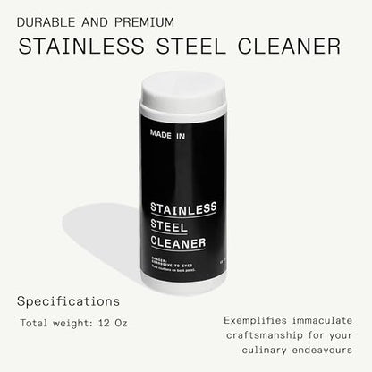 Made In Cookware - Stainless Steel Cleaner - Environmentally Safe Stainless Steel Cleaner for Polishing and Cleaning Pots and Pans - Crafted in USA - 12oz Powder