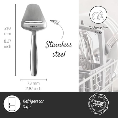 Boska Stainless Steel Cheese Slicer - Copenhagen For All Types of Cheese - Multi-Functional Cheese Slicer - Handheld Slicer - Silver Non-Stick - Dishwasher Safe - For Kitchen Cooking - style: Cheese Slicer