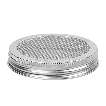 2 Pack ONE-PIECE 316 Stainless Steel One-Piece Sprouting Lids for Regular (SMALL) Mouth Mason Jar Ball Kerr - Strainer lids - Rust-Proof, BPA-free - size: 2 Count - Regular SMALL Mouth Jars 2 3⁄4" Outer Ǿ