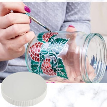 JARMING COLLECTIONS Mason Jars - 16 oz Glass Extra Wide Mouth Pint Storage Jars with White Plastic Lids - Made in USA (6 pack) - color: 6 White Extra Wide Mouth Plastic Lids-16 OZ