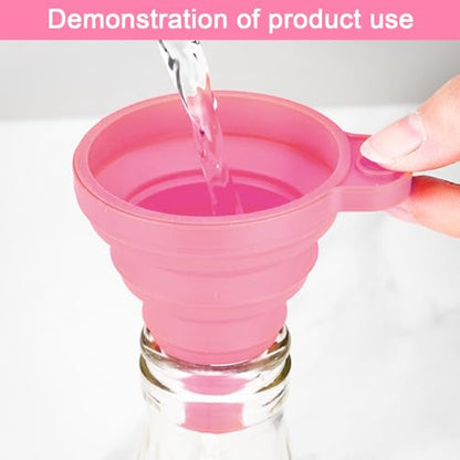 Kitchen Funnel Set 3 Pack, Small Medium Large, Kitchen Accessories Foldable Silicone Collapsible Funnels for Filling Water Bottle Liquid Transfer, Pink - color: 3 Pink