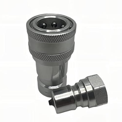 3/8" NPT ISO7241-B Hydraulic Quick Connect & Disconnect Coupler, Quick Release Coupling Set w/Dust Caps, Kubota 7J417-66220|7J417-66320 Replacement Hydraulic Quick Coupler H3-63/62 - size: 1Set-IOS 7241-B 3/8 NPT
