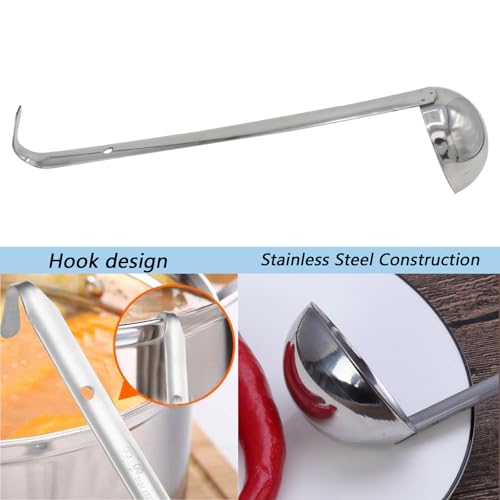 3-Pack Stainless Steel Soup Ladle Set with Hooked Long Handle 2 oz | 2 ounce serving capacity, sauce and gravy use, stew and soup serving, dishwasher safe build, comfortable hooked grip - size: 2 oz