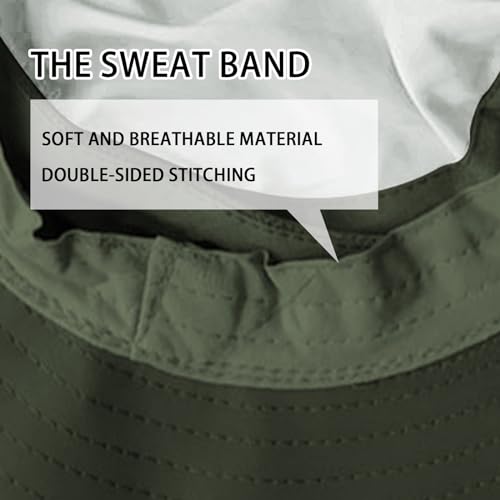 Sun Hats for Men Women Fishing Hat UPF 50+ Breathable Wide Brim Bucket Hats Summer UV Protection Safari Hat with Neck Flap - color: Army Green
