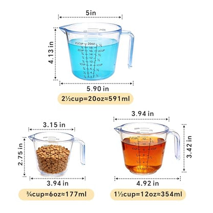 Measuring Cup Set, 3PCS Plastic Liquid Measuring Cups,Includes 150Ml, 300Ml and 600Ml, with Nozzle Handle- Baking, Cooking, Mixing & Liquid/Solid Measuring, Essential Kitchen Tools (Clear) - color: Clear