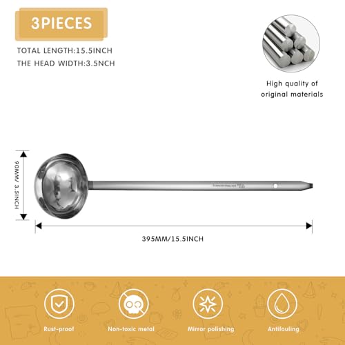 meekoo Stainless Steel Ladle Soup Handle Ladle with Pouring Rim for Kitchen Cooking Soup Sauce - size: 6 oz