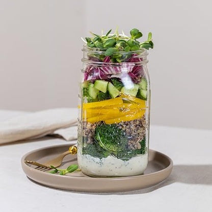 Wide Mouth Mason Jars 32 oz [2-Pack] with Airtight Lids – Glass Meal Prep Jars for Salads, Overnight Oats & Food Storage | BPA-Free Leak-Proof Lids - size: 32 oz