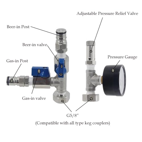 Ball Lock Pressure Transfer Kit for Conical to Keg, Closed System for Oxygen-Free Beer Transfer, Homebrew Equipment(D Coupler) - size: D Coupler