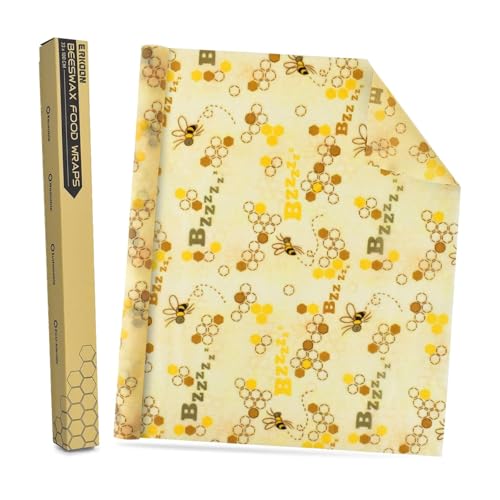 Reusable Beeswax Wraps 13 x 39 Inch Beeswax Wraps for Food Eco-Friendly Sustainable Food Storage Wraps for Sandwich, Cheese, Fruit, Bread, Snacks - size: Bee