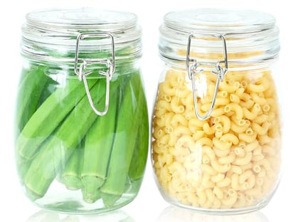 Glass Jar With Airtight Lid 24 OZ 2 Pack Airtight Food Storage Containers Leakproof Wide Mouth Canister For Coffee Beans, Sugar, Canning, Candy, Cereal, Pickle, Cookies, Dried Fruits - size: 24 OZ 2 Pack