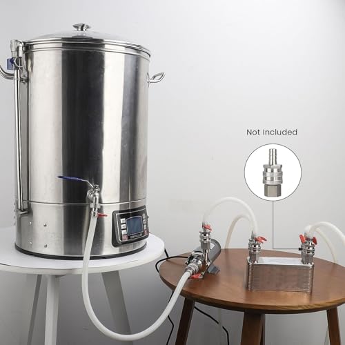 Wort Chiller 40 Plates, Brazed Plate Copper Heat Exchanger for Homebrew, Stainless Steel 7.5" x 2.9" Plate, 1/2 & 3/4 NPT Thread Connection Hot Liquid Accelerated Cooler Quick Beer Cooling System