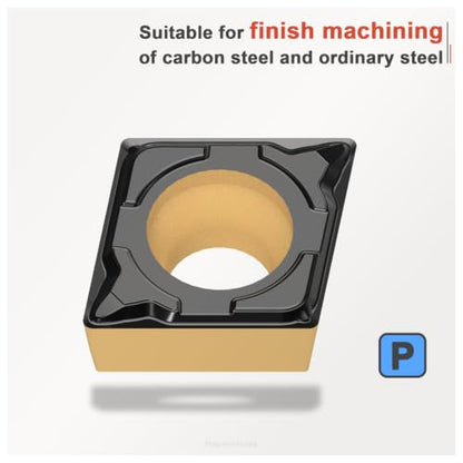 Carbide Turning Inserts Ccmt32.51 / Ccmt09T304-PF for Finishing Cutting Steel, CCMT for Lathe Turning Tools, 10 PCS. - size: CCMT32.51-PF