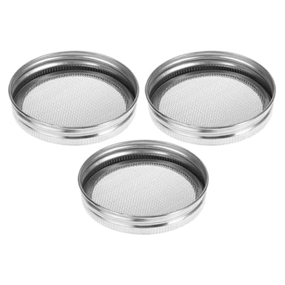 PRETYZOOM 3pcs Food Grade Sprouting Lids for Wide Mouth Mason Jars Stainless Steel Mesh Covers Strainer Function for Seed Germination and Fermentation - size: 7.00X7.00X1.00CM