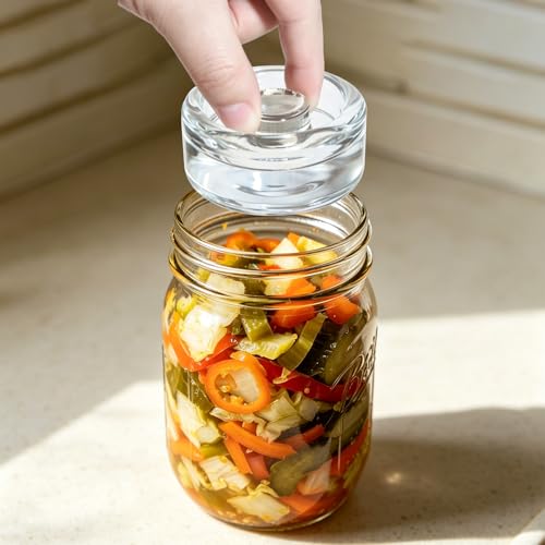 4 Pack Fermenting Weights for Wide Mouth Mason Jars,Glass Fermentation Weight with Easy Grip Handle,Pickling Weights for Sourkrout Kraut,Kimchi - style: Striped