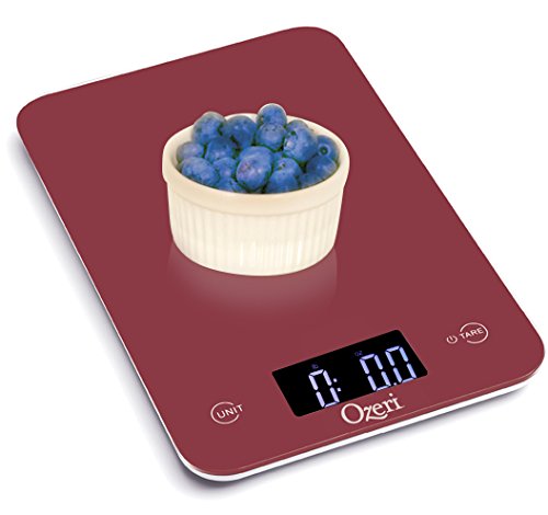 Ozeri Touch Professional Tempered Glass Digital Kitchen Scale, Red Engine - color: Red Engine
