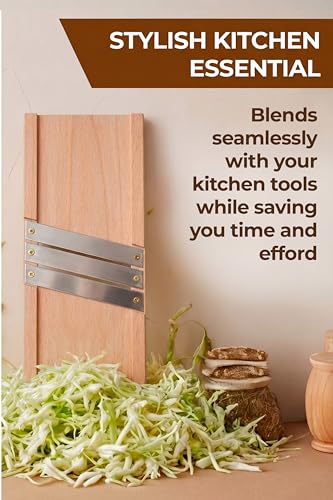 Wooden Cabbage Shredder for Coleslaw and Sauerkraut (13x5.9 in) - Cabbage Grater for Coleslaw and Sauerkraut - Slaw Slicer Cutter Maker