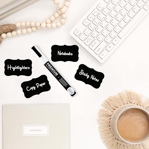 200 Chalkboard Labels for Containers - Waterproof Black Jar Labels with Chalk Markers, Reusable Chalk Stickers Kitchen Pantry Containers and Storage Bin Organization - style: Wavy Shape - 200pcs