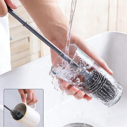 Long-Handle Silicone Cup & Bottle Brush - Flexible & Durable for Deep Cleaning Bottles, Cups & Narrow Necks