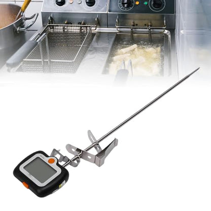 Fdit Digital Candy Thermometer, Read Food Thermometer with Pot for Deep Fry BBQ Oil Milk Chocolate 25cm Probe 58F to 572F (KT Black English with Clip Sleeve)