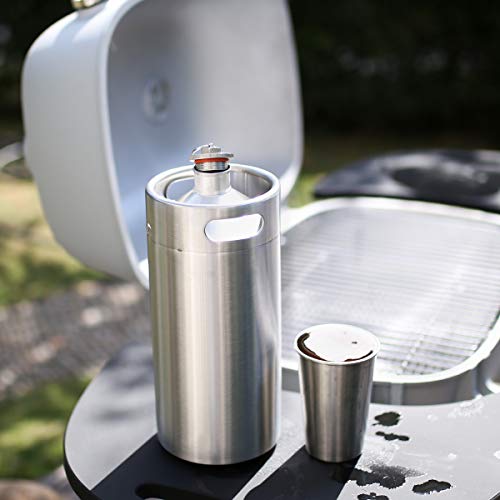 TMCRAFT 128OZ Stainless Steel Mini Keg, Portable beer growler with Exhaust Valve Designed Cap to Keep Beverage Fresh