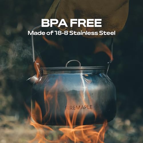 Fire-Maple Antarcti Portable 1.2 Liter Lightweight Stainless Steel Camping Kettle | Durable and Portable Camp Tea Pot | Ideal for Bushcraft and Outdoor Campfire Use - size: 1.2L