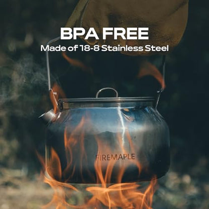 Fire-Maple Antarcti Portable 1.2 Liter Lightweight Stainless Steel Camping Kettle | Durable and Portable Camp Tea Pot | Ideal for Bushcraft and Outdoor Campfire Use - size: 1.2L