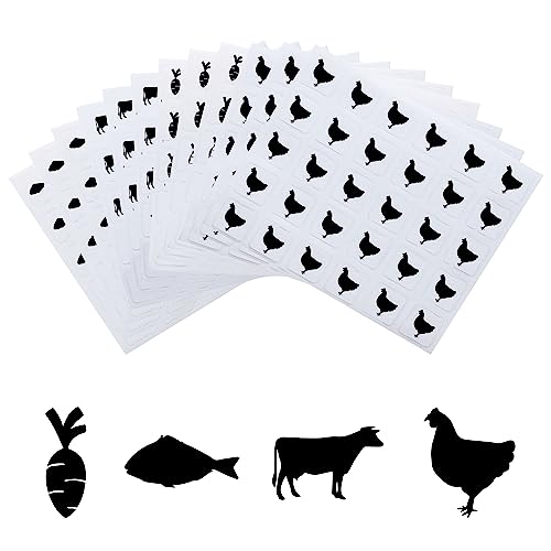 OLYCRAFT 1200pcs 4 Styles Black Meal Stickers 1 Inch Food Choice Sticker Beef/Chicken/Fish/Carrot Wedding Meal Indicator Stickers Kitchen Stickers for Place Card Wedding Party Supplies - color: Carrot/Rooster/Fish/Cow - Black, size: 1 Inch