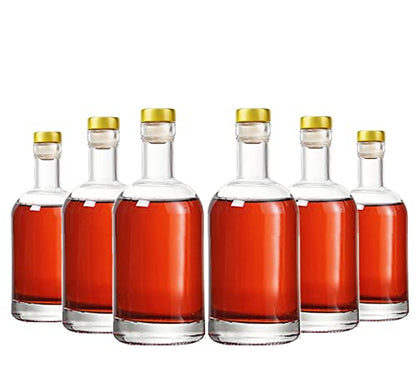 Clear Glass Bottles 12 oz - 375ml [Pack of 6] for Wine Beverages Drinks Oil Vinegar Kombucha Beer Water Soda with Cork Stopper Airtight Lid - size: KC-Short-12oz-6pic