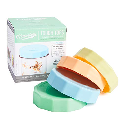 Masontops Tough Tops - Regular Mouth Mason Jar Lids BPA-Free Multi Color Plastic Reusable Dry Canning fit Ball Jars (Ball not included) - color: Multicolor, size: Small Mouth