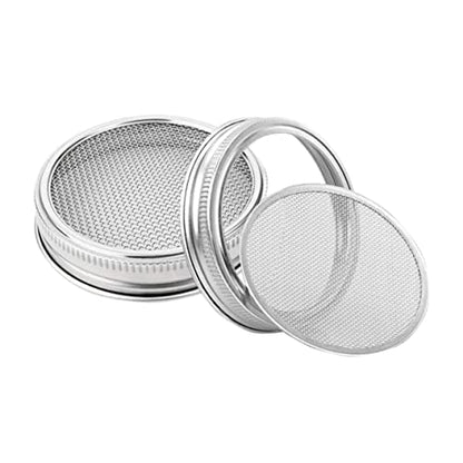 2pcs Stainless Steel Sprouting Jar Lids Wide Mouth Mason Jar Lids Straw for Sprouting Cans