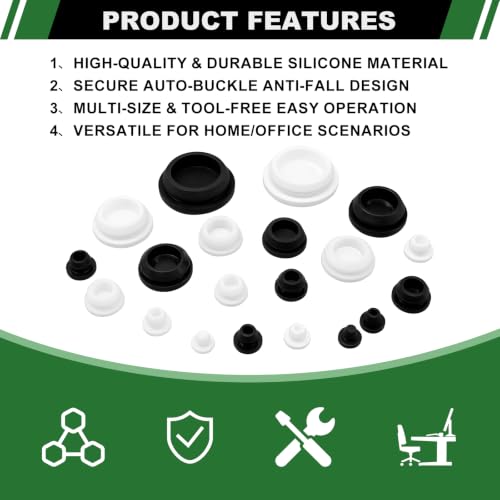 280PCS Black & White Silicone Rubber Plugs for Round Holes Kit | Black & White Snap Locking Silicone Plugs (4/25" 1/5" 1/4" 7/25" 5/16" 3/8" 1/2" 5/8" 3/4" 1") for Kitchens Furniture Pipes - color: 280pcs Black & White Rubber Plugs Kit