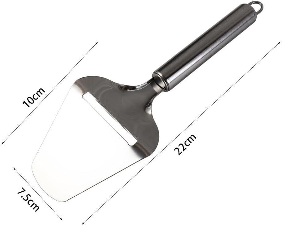 1pcs Stainless Steel Hangable Cheese Knife Heavy Duty Plane Cheese Cutter, Semi-Hard Cheese,Server for Semi-Soft (Silver)