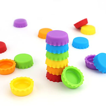 18 Silicone Reusable Caps for Home Brew & Soft Drink Bottles, Soda & Wine, Multi-color