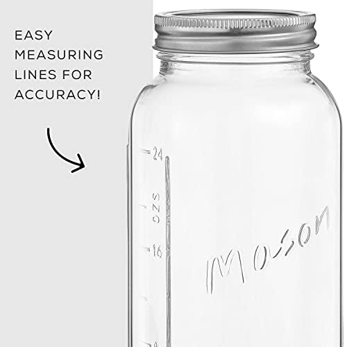 32 Oz Mason Jars With Lids, Labels and Measures! 6-Pack Regular Mouth Mason Jars, Glass Jar with Lid and Band. Airtight Canning Jars, Overnight Oats Jars, Salad Jars, Sourdough Starter Jar - size: 32 Oz