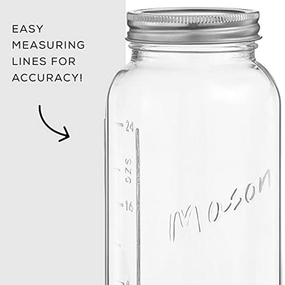 32 Oz Mason Jars With Lids, Labels and Measures! 6-Pack Regular Mouth Mason Jars, Glass Jar with Lid and Band. Airtight Canning Jars, Overnight Oats Jars, Salad Jars, Sourdough Starter Jar - size: 32 Oz