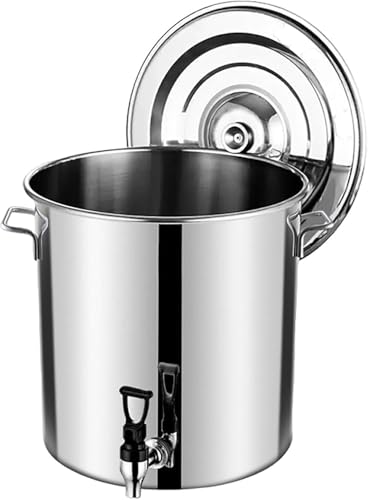 Premium Stainless Steel Brewing Kettle with Lid & Spigot – Perfect for Home Brewing, Soup Preparation, and Beverage Storage – Durable, Easy to Clean, 5-15 Gallon Capacity - size: 10L (25*25cm/9.8*9.8inch)