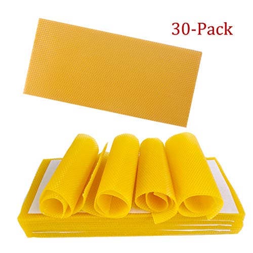 ZffXH 30 Pack Beeswax Sheets Bee Hive Frames and Wax Foundations Sheets Beeswax for Bee Hive Frames Natural Beeswax Honeycomb Sheets for Beekeeping Candle Making