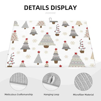 Absorbent Dish Drying Mat For Kitchen Counter, Christmas Tree Microfiber Dish Drying Pad 18x24 Inch, Kitchen Gadgets For Easy Clean Multi-Use - color: Christmas Tree