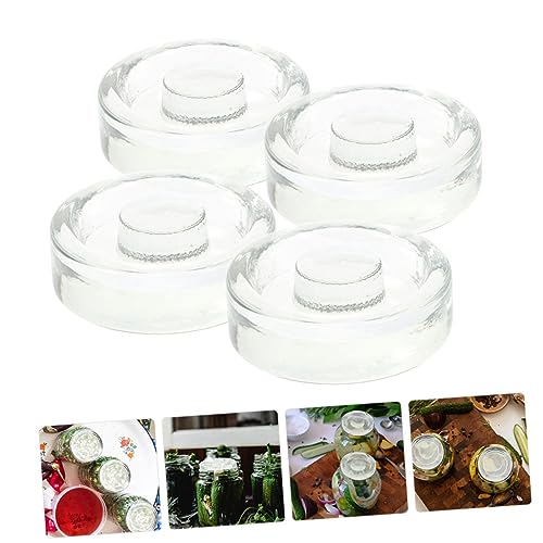 4pcs Fermentation Kit Mason Jar Lids Airtight Lids Glass Weights for Pickle Jars