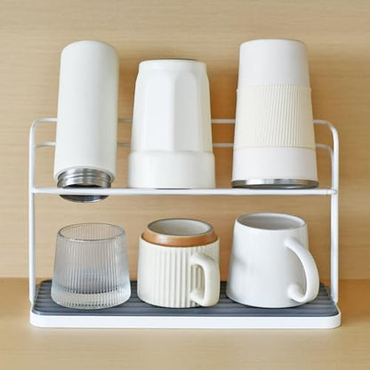 Bottle Drying Rack, Cup Drying Rack,Tumbler Drying Rack with Drain Tray (White) - color: White