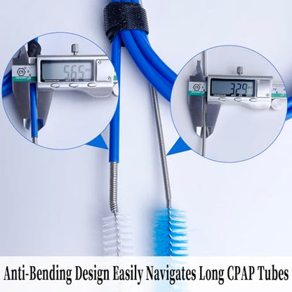 Thickened CPAP Hose Cleaner Brush Kit – Anti-Bending Dual-Ended Long Brush with Protective Sleeve, Mask Brush, Drip-Dry Hook, Fits 15-22mm Tubes, Complete CPAP Cleaning Supplies - color: Blue